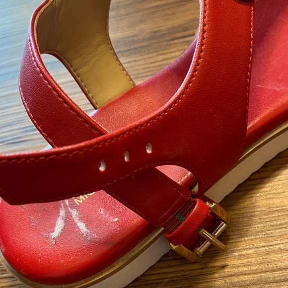 Michael Kors Red Sandals with Gold Accents - Picture 3 of 4